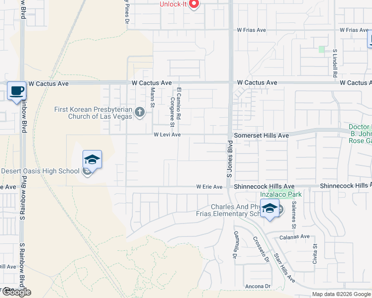 map of restaurants, bars, coffee shops, grocery stores, and more near 6247 Sugartree Avenue in Las Vegas