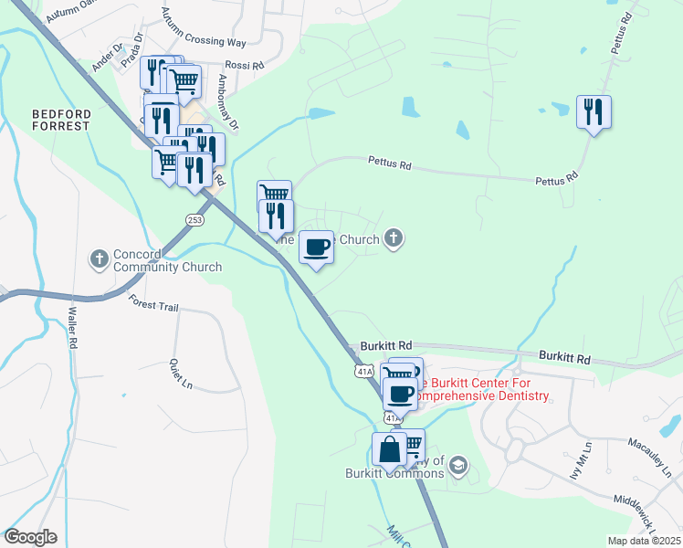 map of restaurants, bars, coffee shops, grocery stores, and more near 6944 Nolensville Pike in Brentwood