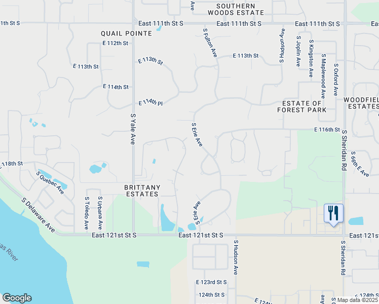 map of restaurants, bars, coffee shops, grocery stores, and more near 11707 South Canton Avenue in Tulsa