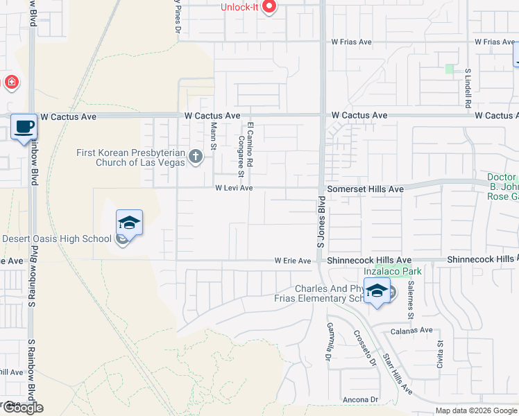 map of restaurants, bars, coffee shops, grocery stores, and more near 6247 Sugartree Avenue in Las Vegas