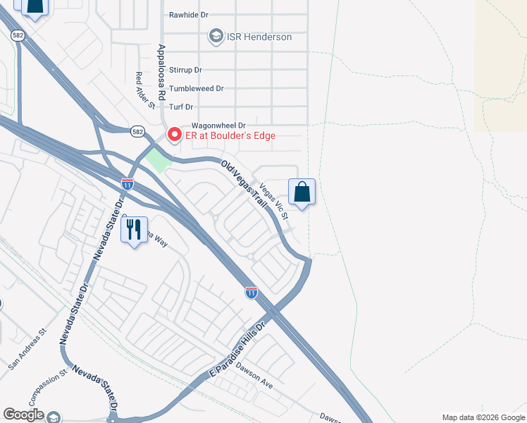 map of restaurants, bars, coffee shops, grocery stores, and more near 2502 Crafty Clint Ln in Henderson