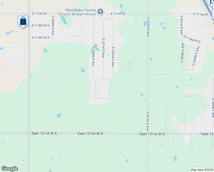map of restaurants, bars, coffee shops, grocery stores, and more near 11664 South 252nd East Avenue in Broken Arrow