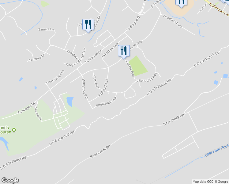 map of restaurants, bars, coffee shops, grocery stores, and more near 306 South Benedict Avenue in Oak Ridge