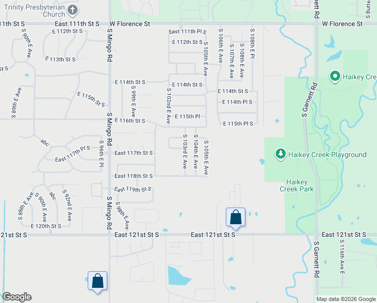 map of restaurants, bars, coffee shops, grocery stores, and more near 11709 South 103rd East Avenue in Bixby