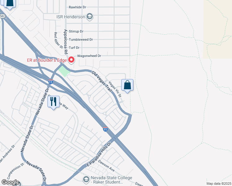 map of restaurants, bars, coffee shops, grocery stores, and more near 2508 Crafty Clint Lane in Henderson