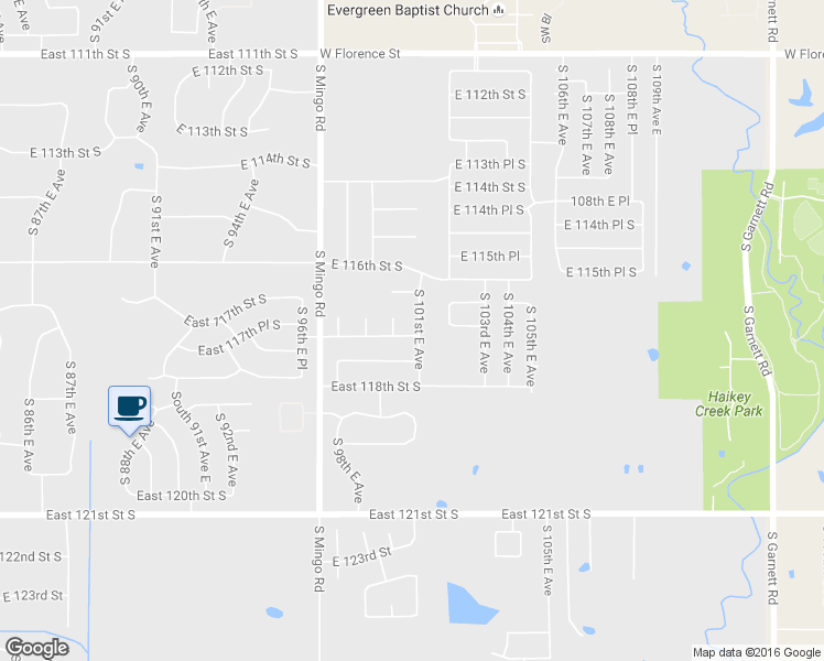 map of restaurants, bars, coffee shops, grocery stores, and more near 11614 South 101st East Avenue in Bixby