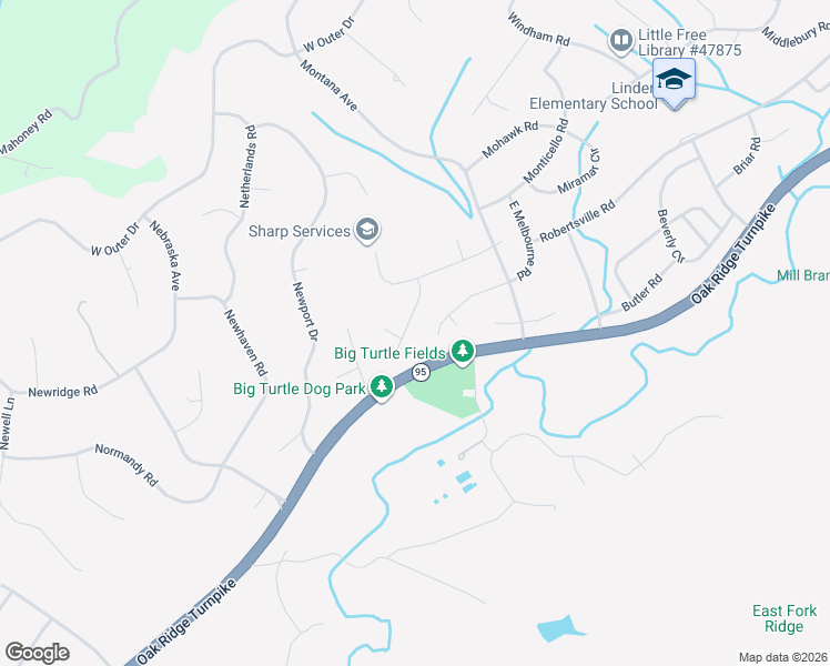 map of restaurants, bars, coffee shops, grocery stores, and more near 111 Maltese Lane in Oak Ridge
