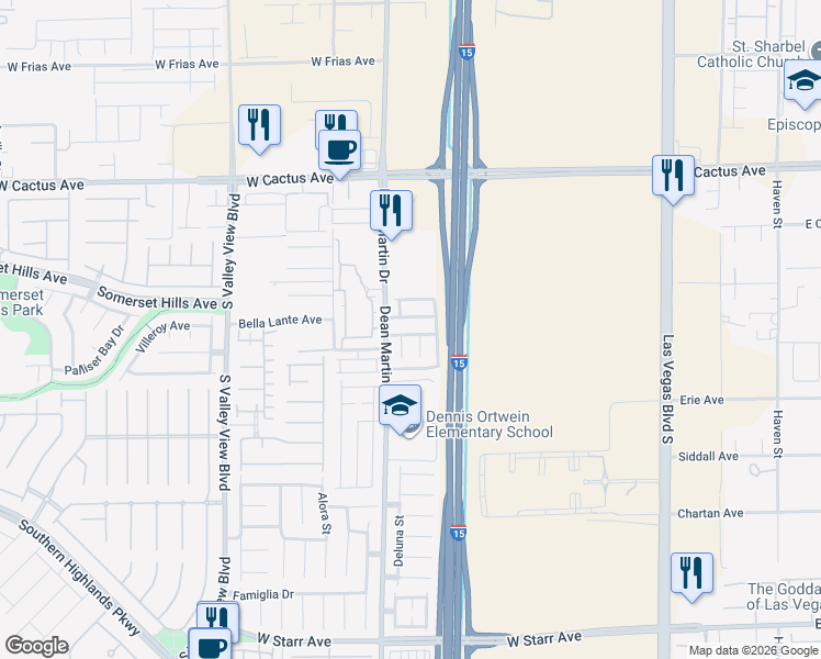 map of restaurants, bars, coffee shops, grocery stores, and more near 3120 Naggio Shores Avenue in Las Vegas