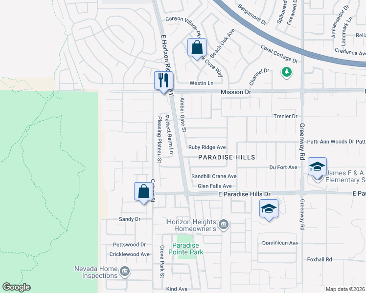 map of restaurants, bars, coffee shops, grocery stores, and more near 1047 Amber Gate Street in Henderson