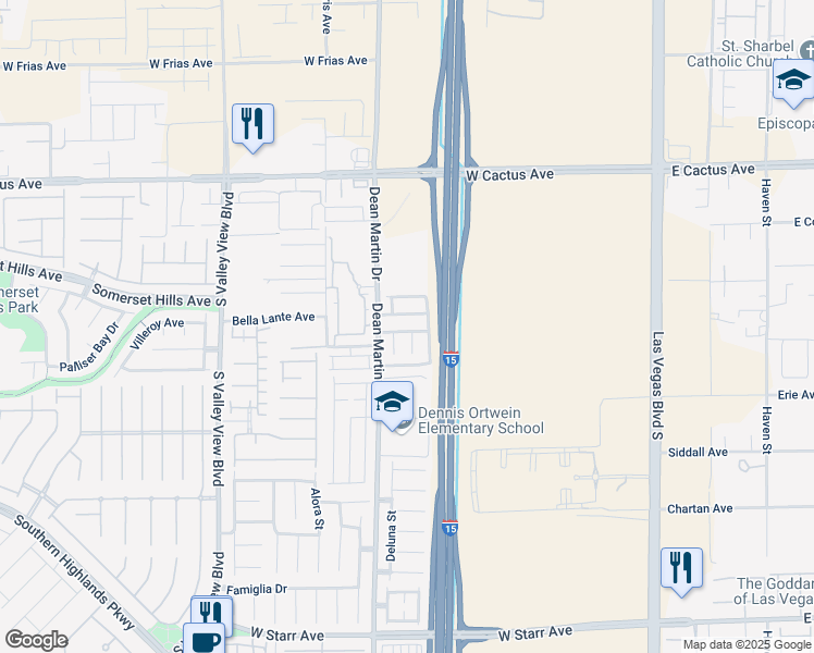 map of restaurants, bars, coffee shops, grocery stores, and more near 3104 Naggio Shores Avenue in Las Vegas