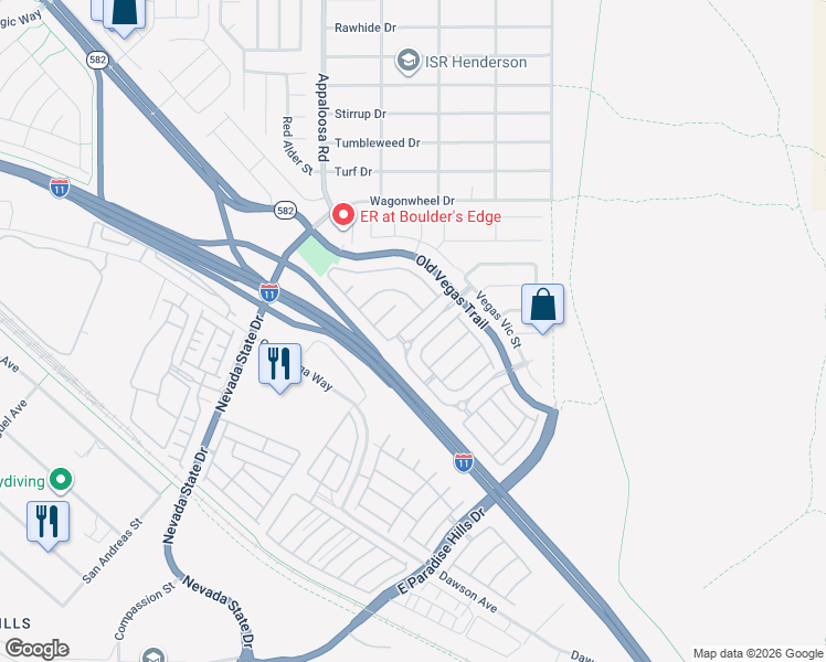 map of restaurants, bars, coffee shops, grocery stores, and more near 1531 Broken Bell Lane in Henderson