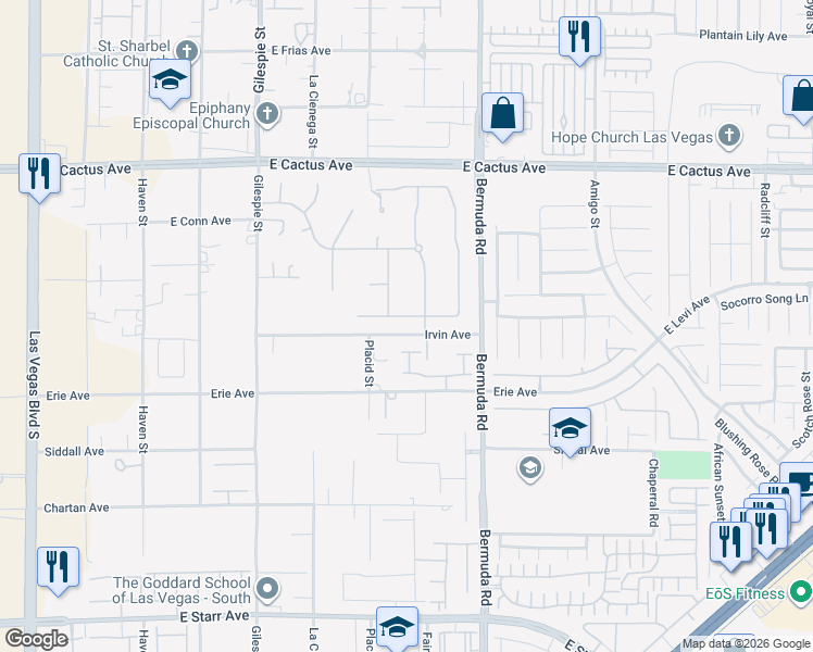 map of restaurants, bars, coffee shops, grocery stores, and more near 337 Glenridding Street in Las Vegas