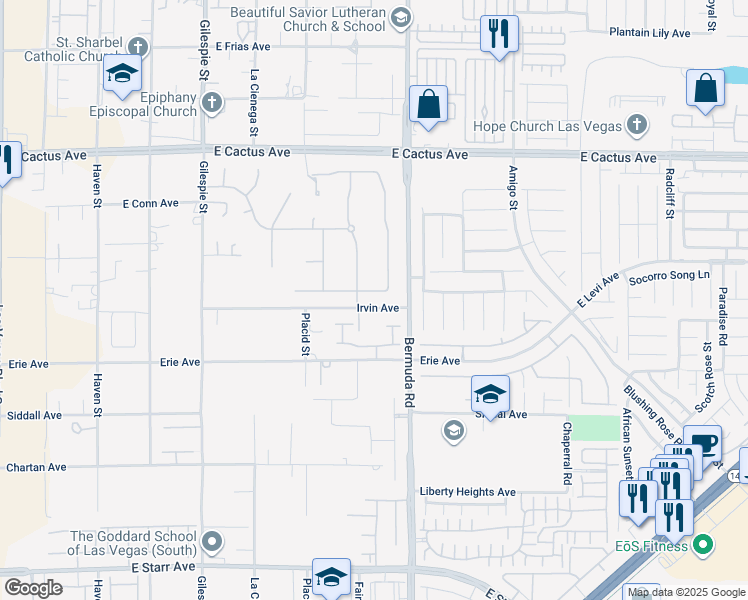 map of restaurants, bars, coffee shops, grocery stores, and more near 373 Glenridding Street in Las Vegas