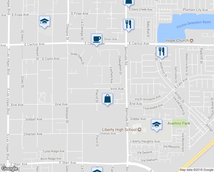 map of restaurants, bars, coffee shops, grocery stores, and more near 337 Glenridding Street in Las Vegas