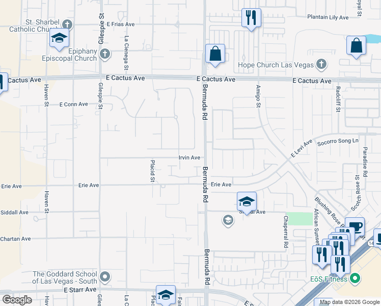 map of restaurants, bars, coffee shops, grocery stores, and more near 373 Glenridding Street in Las Vegas