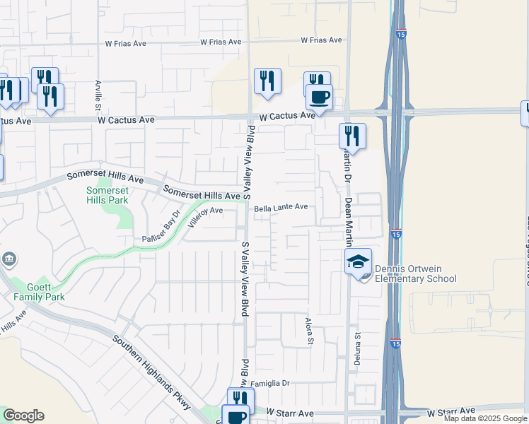 map of restaurants, bars, coffee shops, grocery stores, and more near 10774 Avenzano Street in Las Vegas