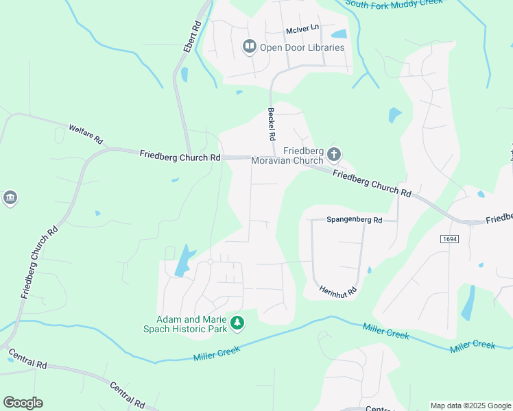 map of restaurants, bars, coffee shops, grocery stores, and more near 265 Rock House Road in Winston-Salem