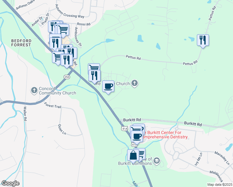 map of restaurants, bars, coffee shops, grocery stores, and more near 6944 Nolensville Pike in Brentwood