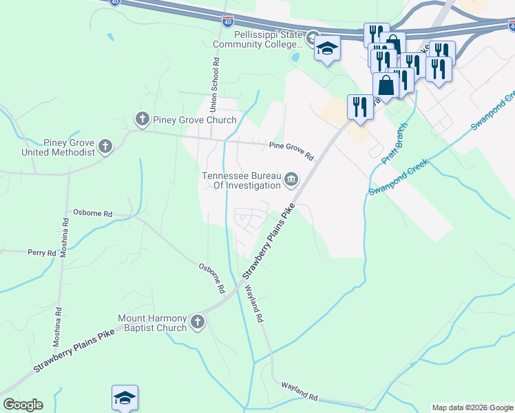map of restaurants, bars, coffee shops, grocery stores, and more near 1713 Trellis Way in Knoxville