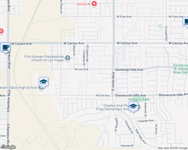 map of restaurants, bars, coffee shops, grocery stores, and more near 6247 Sugartree Avenue in Las Vegas