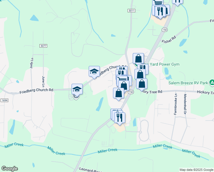 map of restaurants, bars, coffee shops, grocery stores, and more near 902 North Lake Drive in Winston-Salem