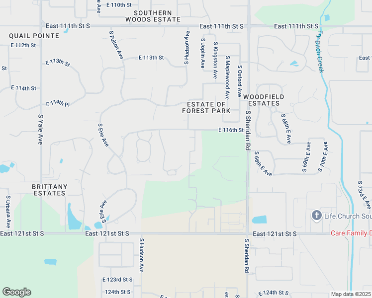 map of restaurants, bars, coffee shops, grocery stores, and more near 11704 South Kingston Avenue in Tulsa