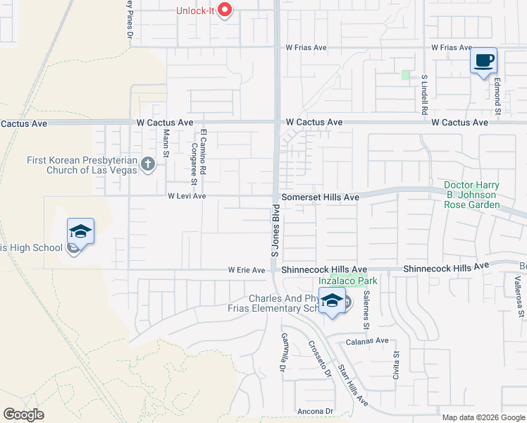 map of restaurants, bars, coffee shops, grocery stores, and more near 6160 Pine Banks Court in Las Vegas