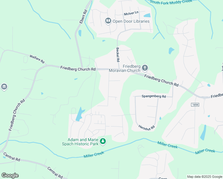 map of restaurants, bars, coffee shops, grocery stores, and more near 265 Rock House Road in Winston-Salem