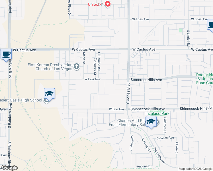 map of restaurants, bars, coffee shops, grocery stores, and more near 6247 Sugartree Avenue in Las Vegas