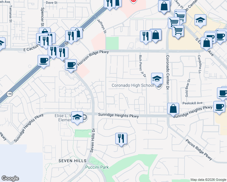 map of restaurants, bars, coffee shops, grocery stores, and more near 2977 Queen Lake Court in Henderson