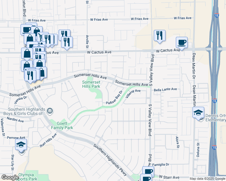 map of restaurants, bars, coffee shops, grocery stores, and more near 10749 Moroccan Court in Las Vegas