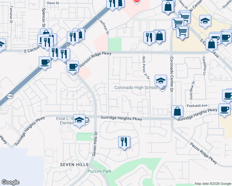 map of restaurants, bars, coffee shops, grocery stores, and more near 2977 Queen Lake Court in Henderson