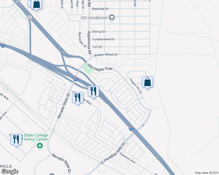 map of restaurants, bars, coffee shops, grocery stores, and more near 1528 Broken Bell Lane in Henderson