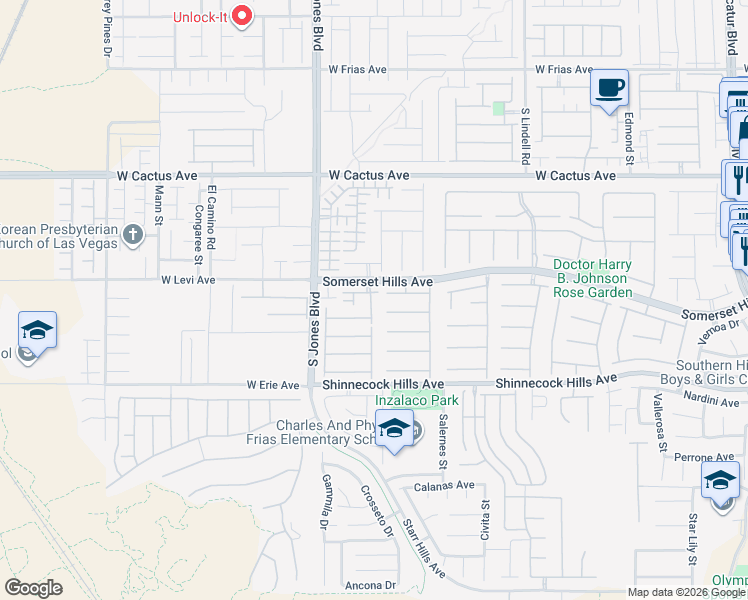 map of restaurants, bars, coffee shops, grocery stores, and more near 5880 Tuscan Hill Court in Las Vegas