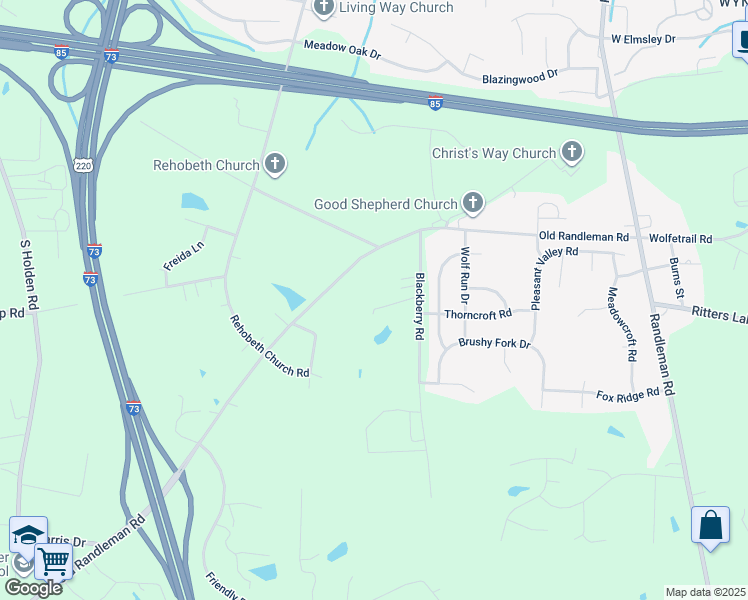 map of restaurants, bars, coffee shops, grocery stores, and more near 4613 Old Randleman Road in Greensboro