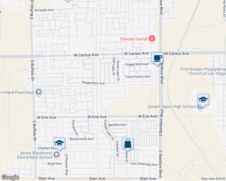 map of restaurants, bars, coffee shops, grocery stores, and more near 7252 Blowing Breeze Avenue in Las Vegas