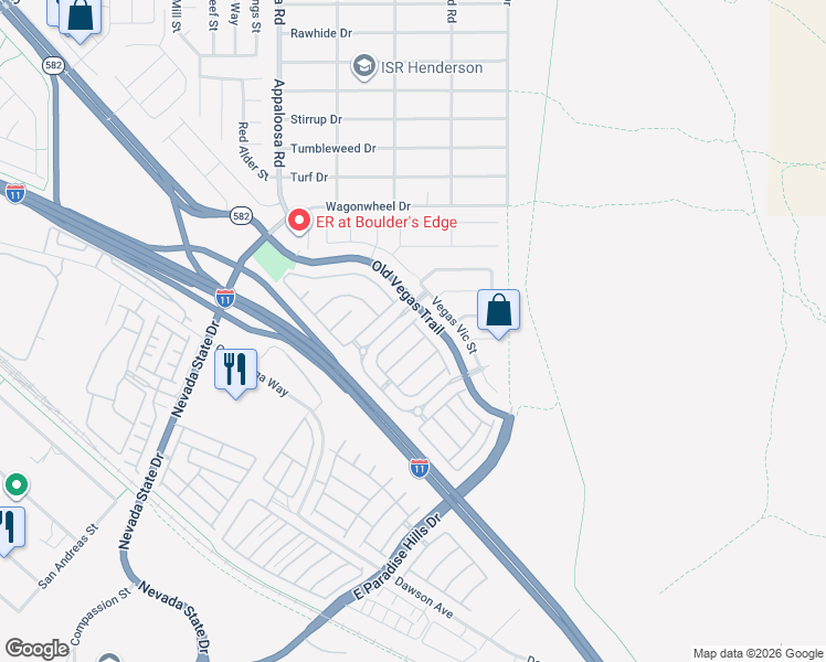 map of restaurants, bars, coffee shops, grocery stores, and more near 1584 Ward Frontier Lane in Henderson
