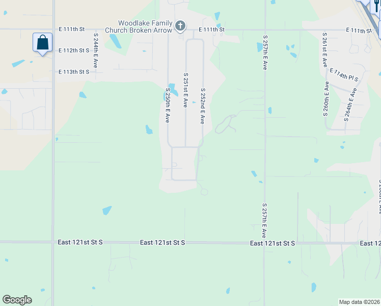 map of restaurants, bars, coffee shops, grocery stores, and more near 11664 South 252nd East Avenue in Broken Arrow