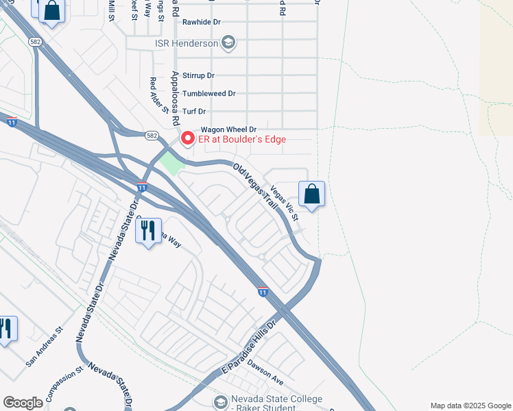 map of restaurants, bars, coffee shops, grocery stores, and more near 1584 Ward Frontier Lane in Henderson