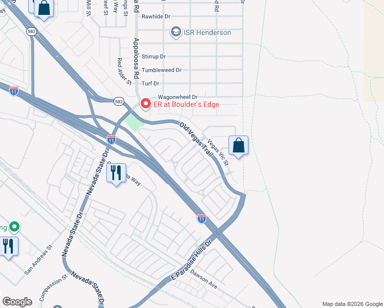 map of restaurants, bars, coffee shops, grocery stores, and more near 1584 Ward Frontier Lane in Henderson