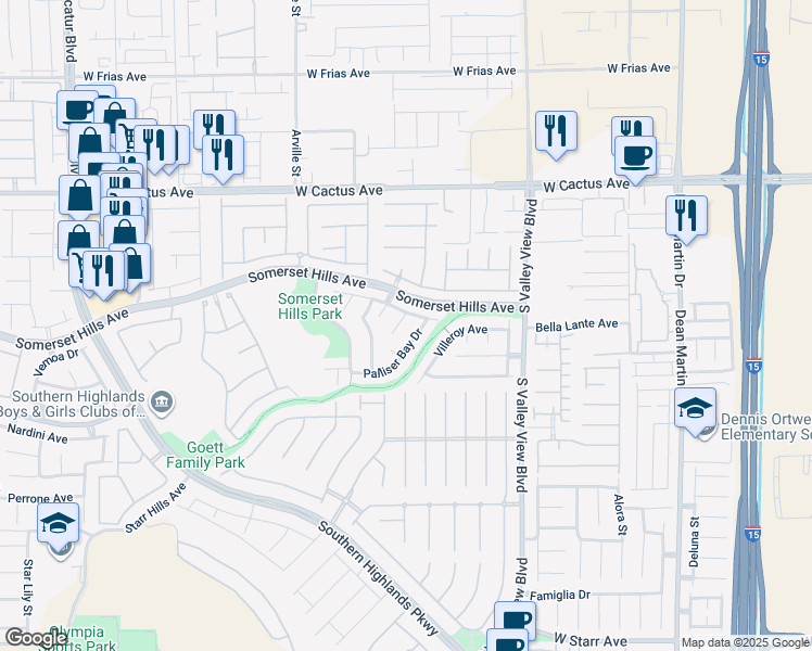 map of restaurants, bars, coffee shops, grocery stores, and more near 10736 Moroccan Court in Las Vegas