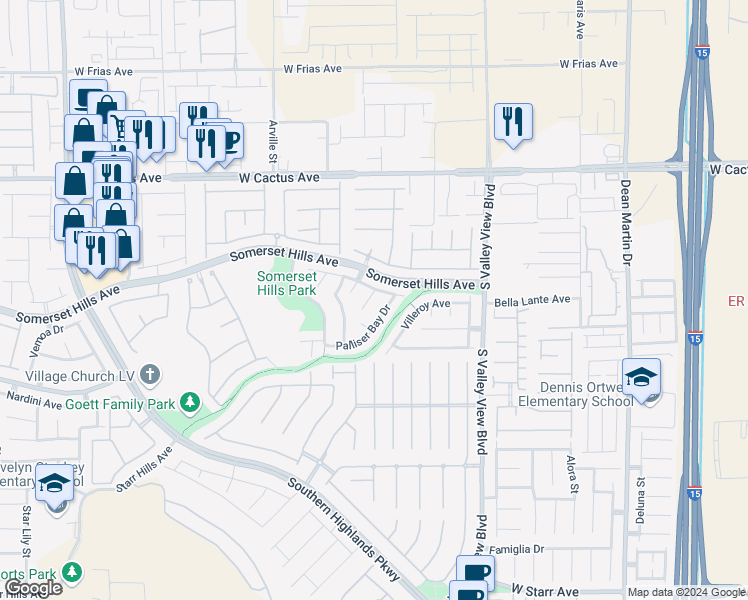 map of restaurants, bars, coffee shops, grocery stores, and more near 10736 Moroccan Court in Las Vegas