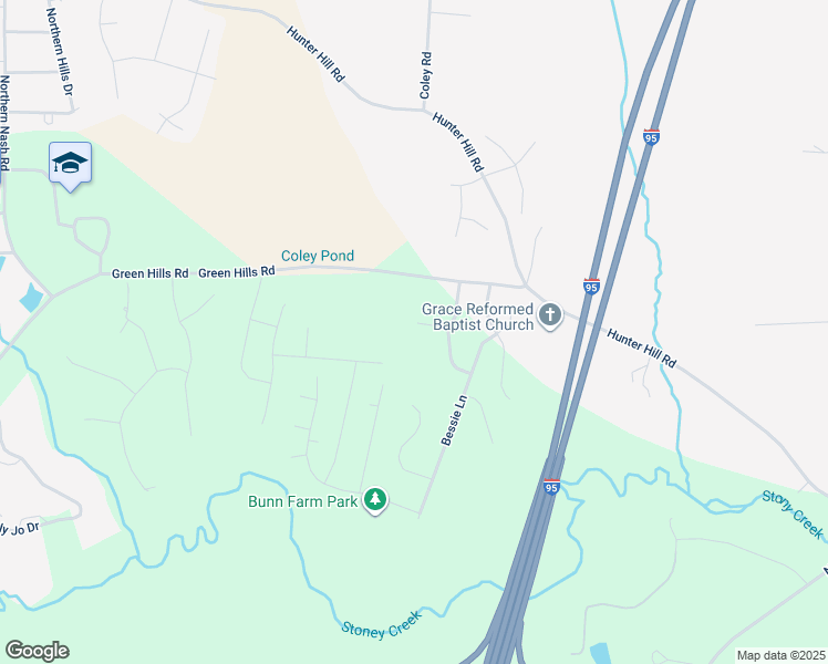 map of restaurants, bars, coffee shops, grocery stores, and more near 4507 Laurel Trail in Rocky Mount