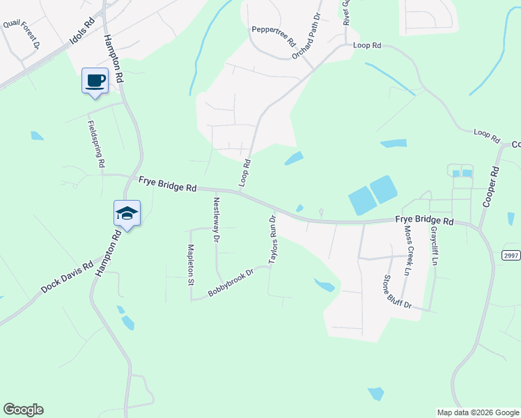 map of restaurants, bars, coffee shops, grocery stores, and more near 6049 Frye Bridge Road in Clemmons