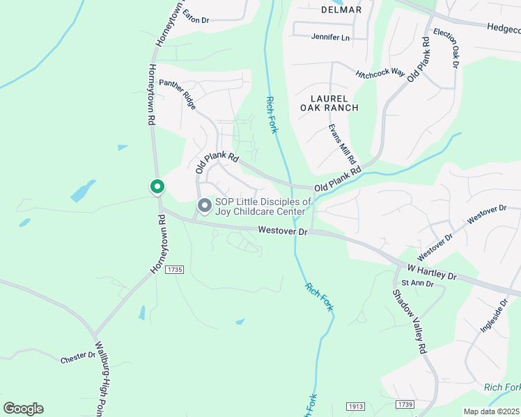 map of restaurants, bars, coffee shops, grocery stores, and more near 1323 Bayswater Drive in High Point