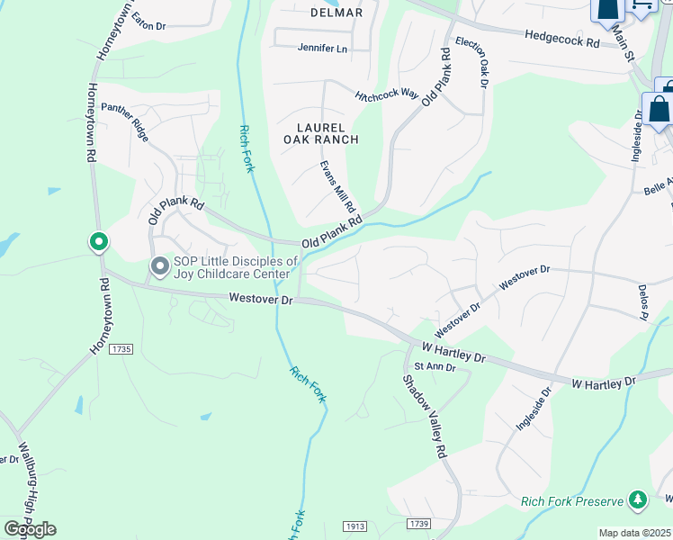 map of restaurants, bars, coffee shops, grocery stores, and more near 1047 Glyn Water Lane in High Point
