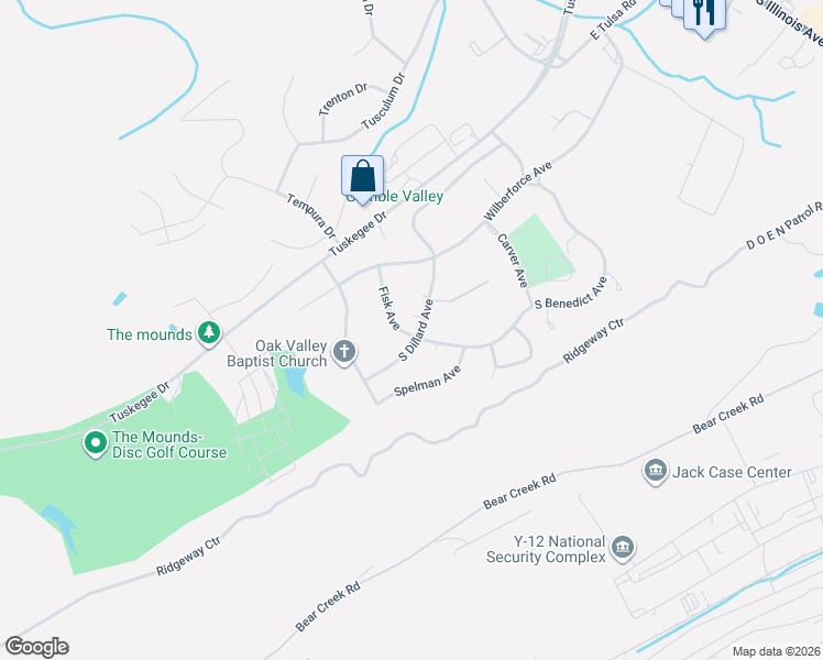 map of restaurants, bars, coffee shops, grocery stores, and more near 311 South Benedict Avenue in Oak Ridge