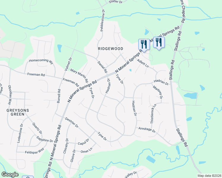 map of restaurants, bars, coffee shops, grocery stores, and more near 55 Celtic Drive in Durham