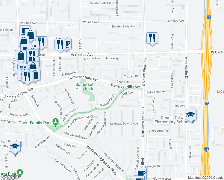 map of restaurants, bars, coffee shops, grocery stores, and more near 10728 Moroccan Court in Las Vegas