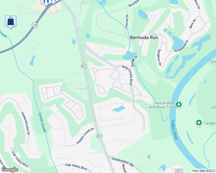 map of restaurants, bars, coffee shops, grocery stores, and more near 3311 Bermuda Village Drive in Bermuda Run